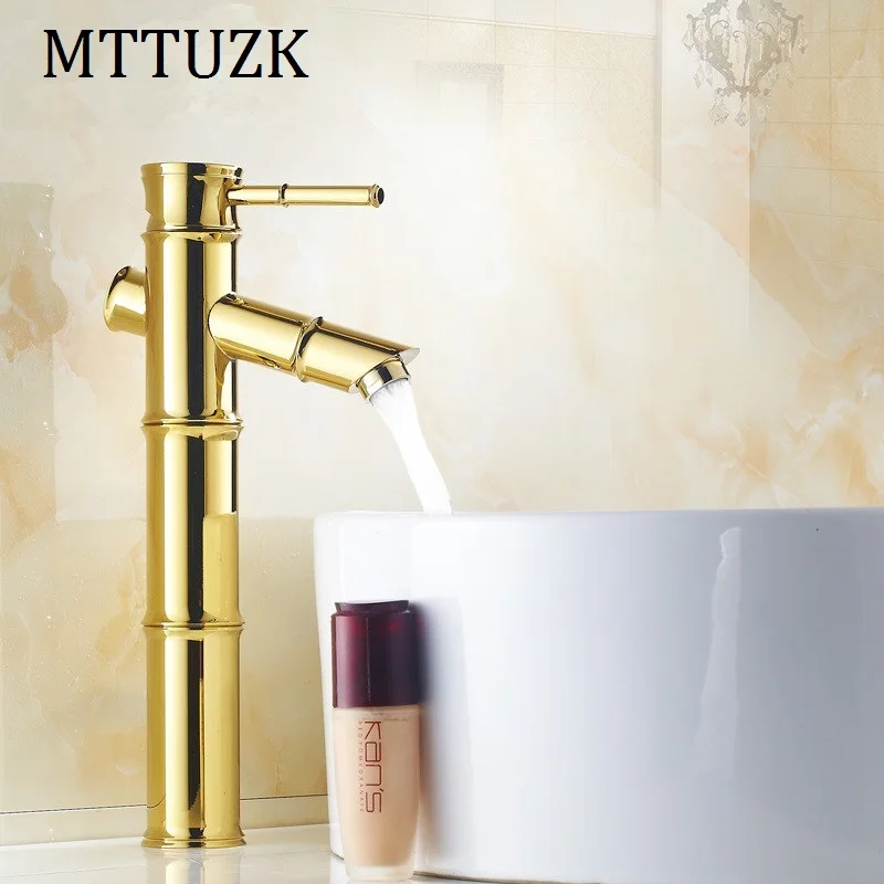 MTTUZK античная латунь золото позолоченный бассейн смеситель для ванной комнаты горячей и холодной смесителя бамбуковый кран для фестиваля