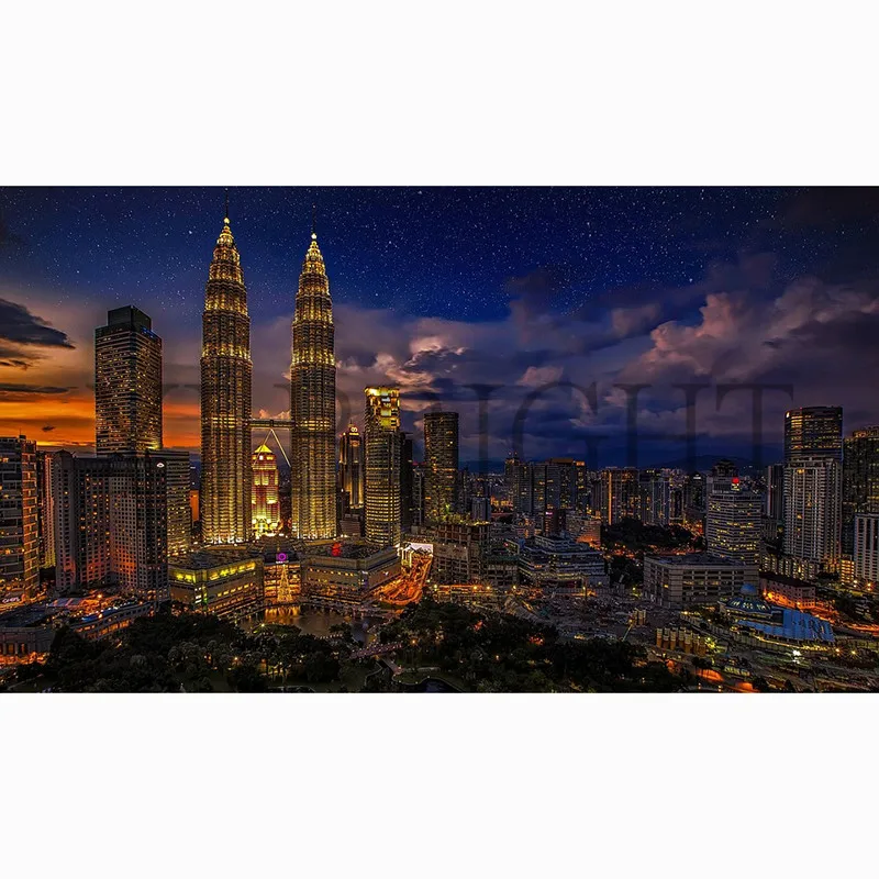 5D DIY Full Square Diamond Painting Cross Stitch "Malaysia At Midnight
