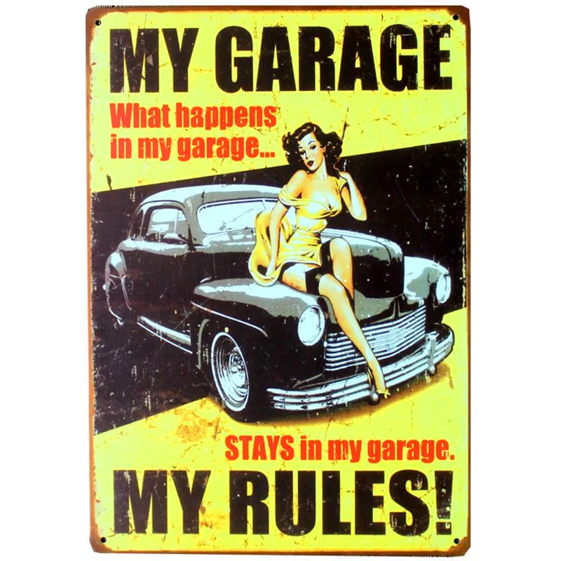 "Garage Rules" Винтажная металлическая жестяная вывеска домашний декор потертый шик табличка папы гаражное украшение стены художественный плакат 20*30 см A548 - Цвет: 13