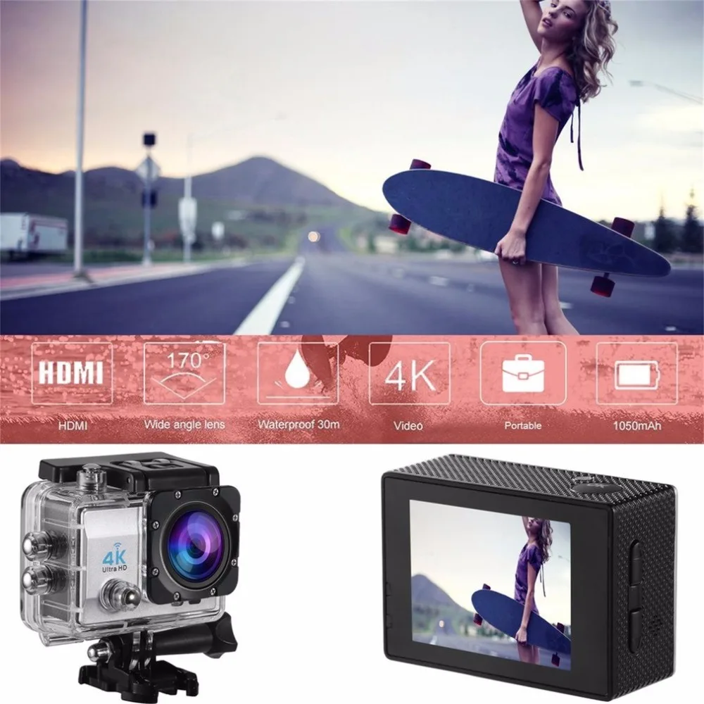 

Action Camera Remote Ultra HD 4K WiFi 1080P/60fps 2.0 LCD DV Sport Camera Go Waterproof for Outdoor Q3H EU Plug