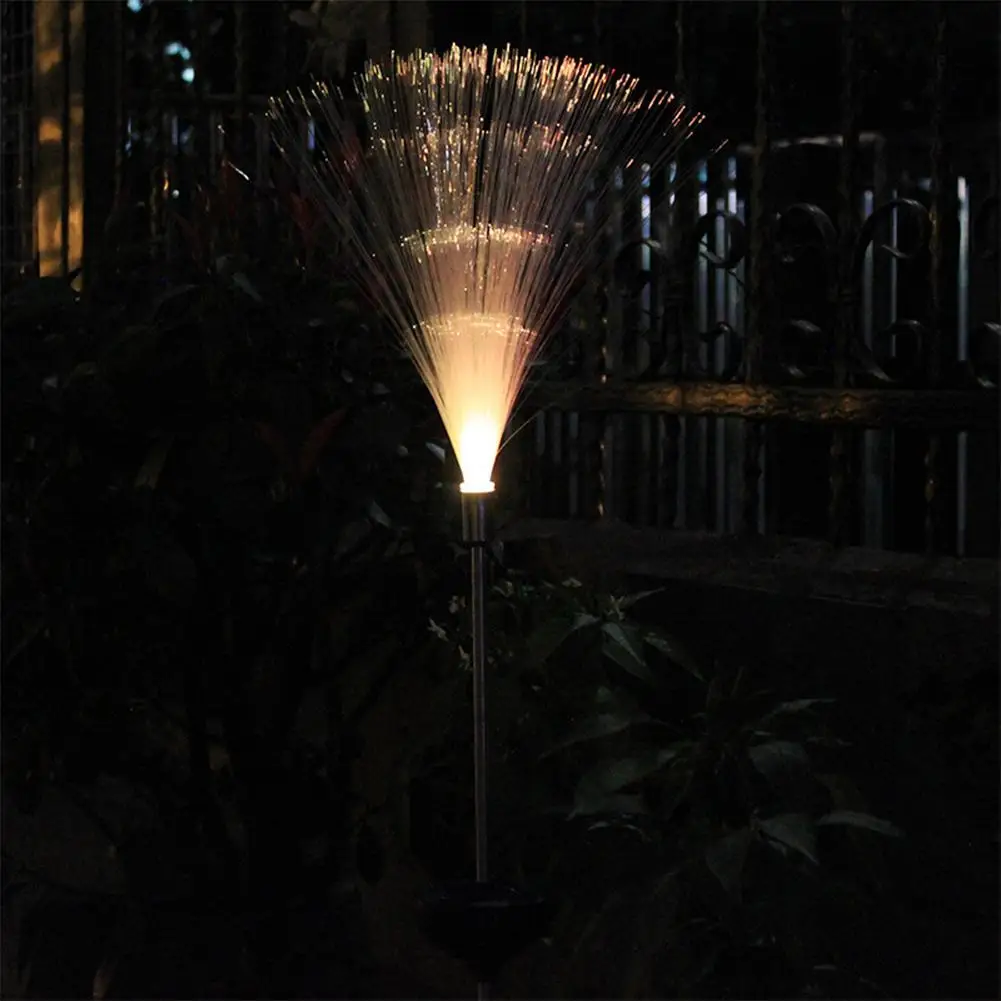 2 шт. водонепроницаемый наружный светильник из оптического волокна, садовый светильник на солнечных батареях, светодиодный ночник для газона, украшения дома и сада