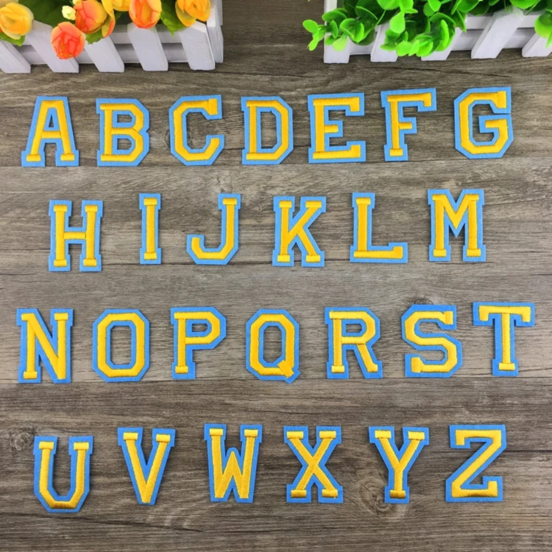10pc Embroidered Gold letter patches Iron on Patches for Clothing DIY