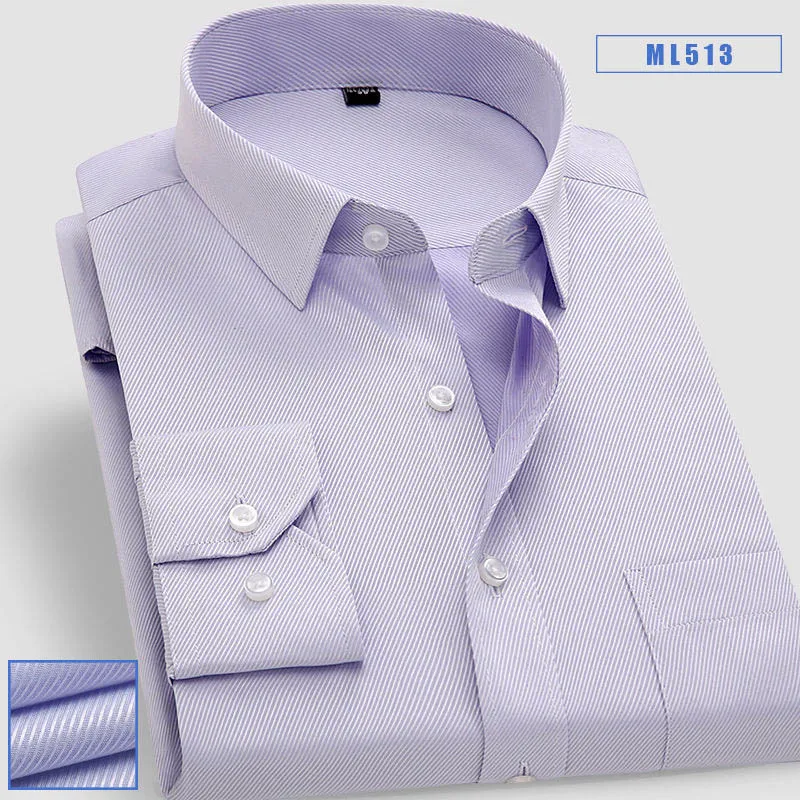 Мужская весенне-осенняя белая рубашка Мужская Рабочая Рубашка с длинными рукавами деловая официальная повседневная мужская одежда из саржевого хлопка HOWDFEO - Цвет: 513