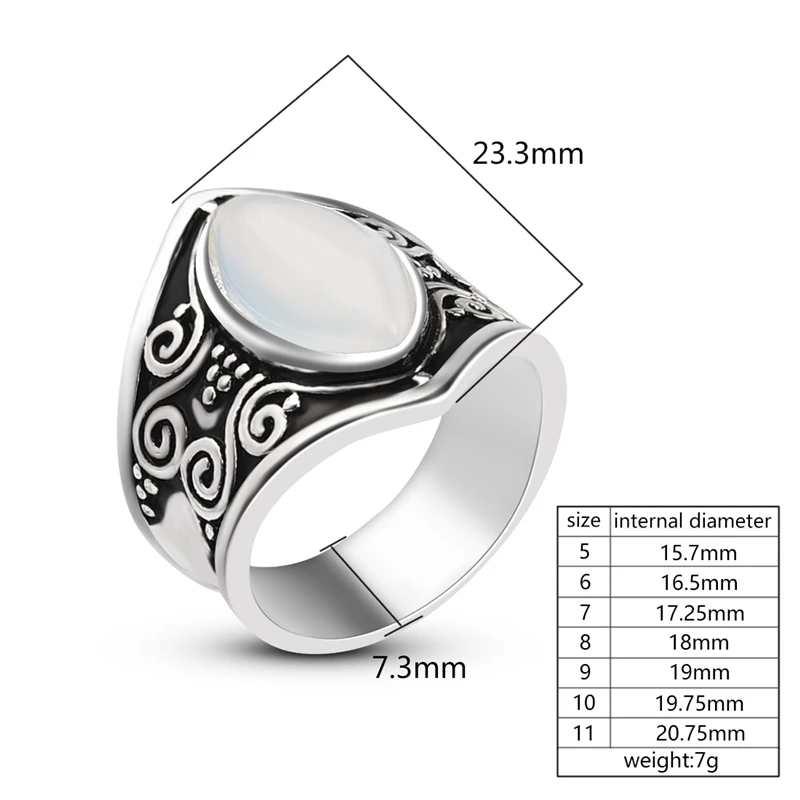 Vintage Silver Big Stone Ring 5