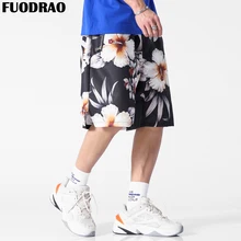 Fuodrao Harajuku летние шорты Для мужчин хип-хоп Уличная японский шорты с цветочным принтом Мужские шорты в повседневном стиле плюс Размеры Для мужчин Костюмы D033