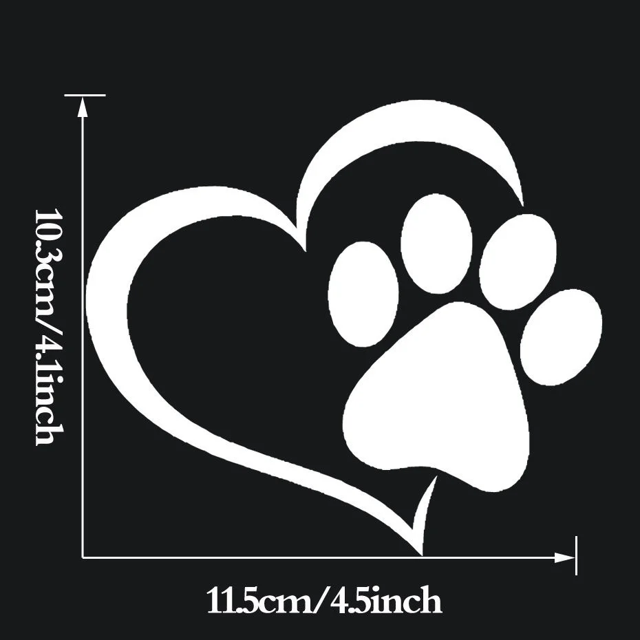 ПЭТ лапа печать с сердцем собака кошка виниловая наклейка на оконное стекло