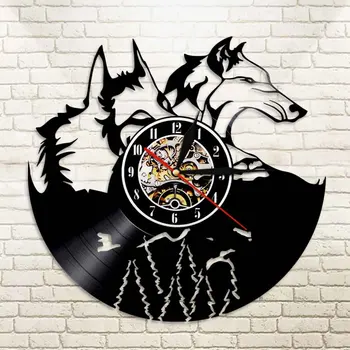 

1Piece Wolf Decorative Creative Animal Theme Vinyl Record LED Lighting Wall Clock Color Changing With Remote Controller