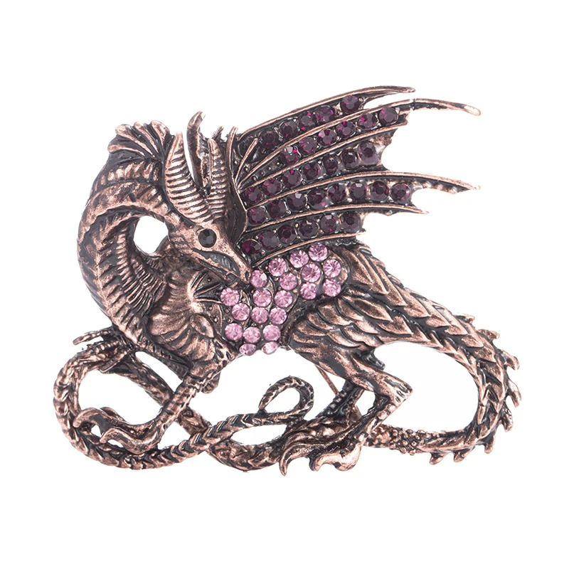 Vintage Rhinestone Game of Thrones Purple Dragon Brooch
