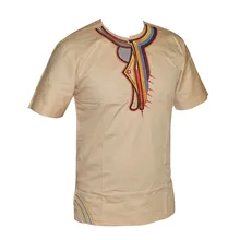 Dashikiage новые мужские африканские с коротким рукавом хиппи винтажные Необычные высокой Племенной вышивкой топ