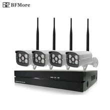 BFMore CCTV System 1080P 4ch Wireless kit with 8ch NVR Outdoor IR Night Vision IP Camera wifi Camera kit Security System