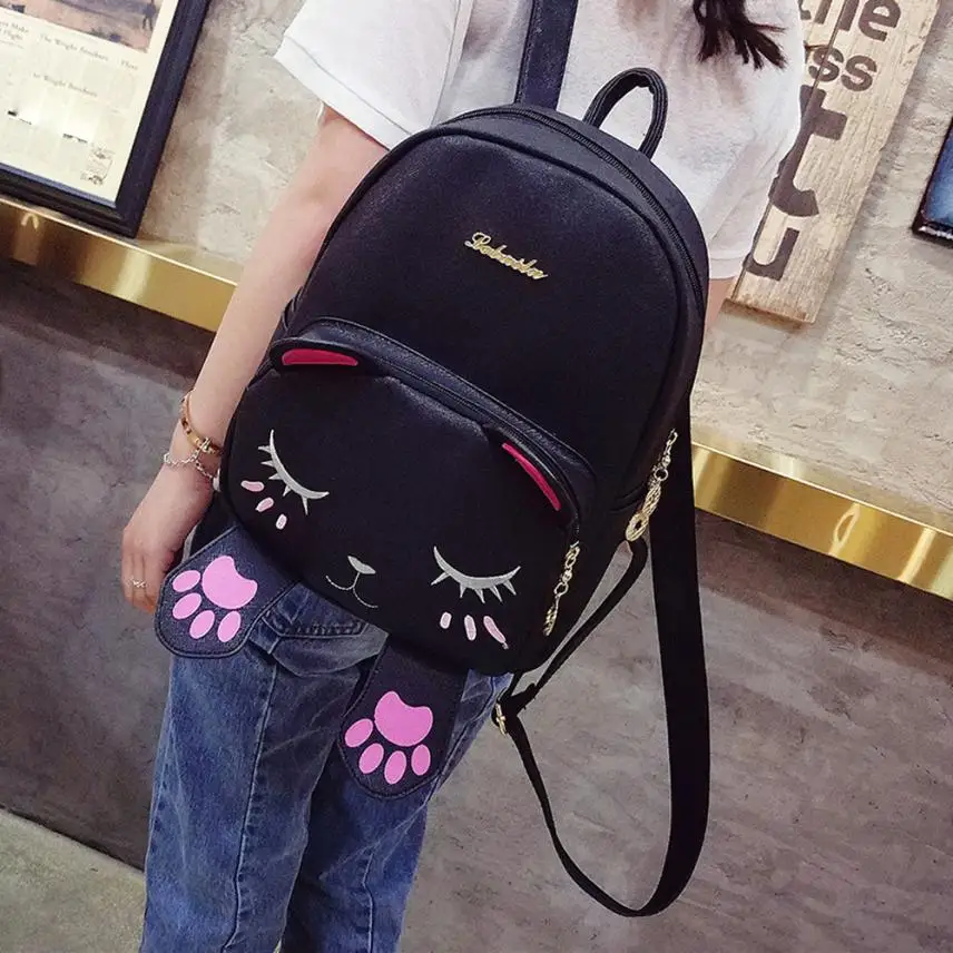 Сумка с кошкой для студентов, школьный рюкзак для девочек-подростков, рюкзак для школы, рюкзаки из искусственной кожи, сумки для путешествий на плечо с изображением котенка,# YL5