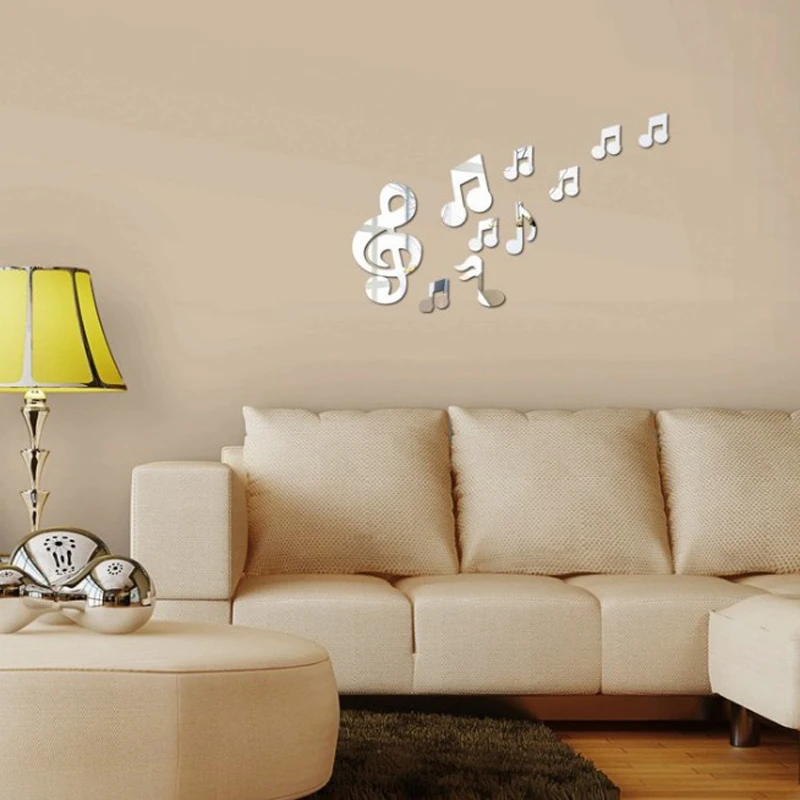 10Pcs DIY Removable Music Note Acrylic Mirror Wall Sticker Art Vinyl Home Decor 2019 Newest
