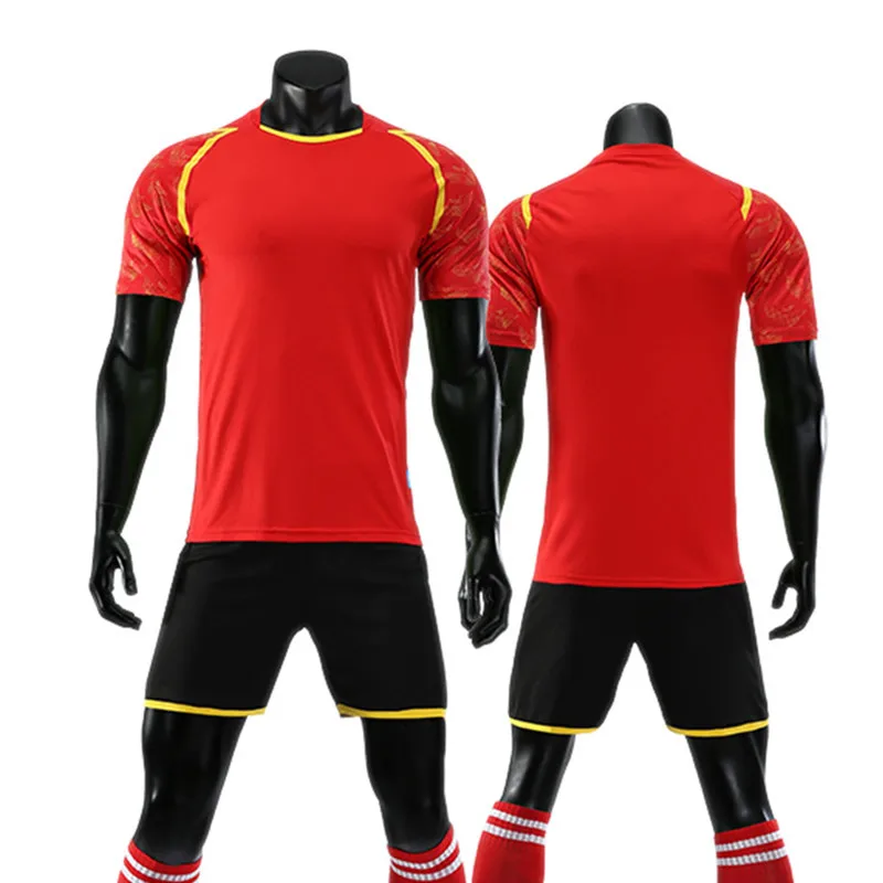Детские футбольные футболки на заказ для мальчиков, Молодежные футбольные майки, комплекты, командная форма для движения, спортивный комплект, дышащие спортивные костюмы - Цвет: 3011 red set