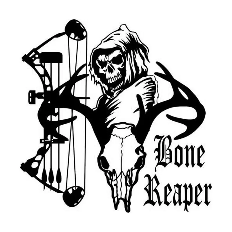

14.7cm*15cm Personalized Bone Reaper Skull Hunting Vinyl Car Stickers C5-1855