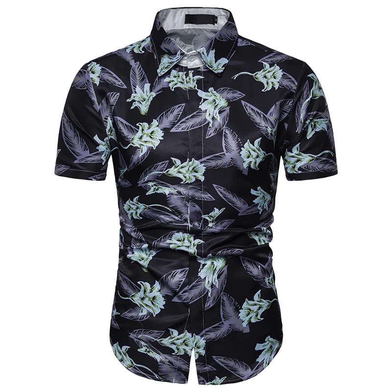 Мода Гавайский пляж рубашка с короткими рукавами для мужчин лето г. Slim Fit повседневное гавайская рубашка вечерние Праздничная юбка мужской цветочный - Цвет: picture color