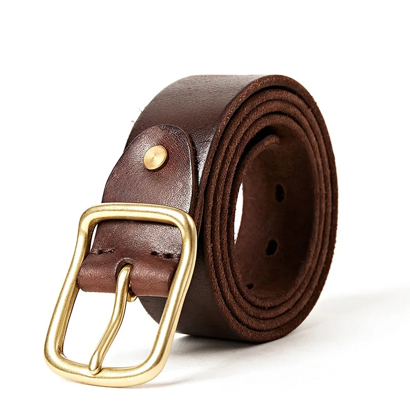 men's genuine leather belt casual belts for man jean's golden buckle