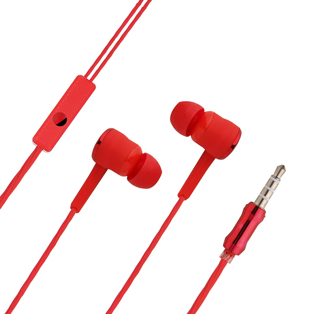 Универсальные наушники 3,5 мм бас стерео-микрофон для мобильного компьютера - Цвет: Красный