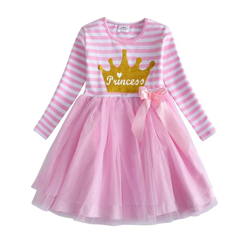 Dxton/платье с длинными рукавами для девочек детская зимняя одежда радужные Детские платья платье с бабочками для девочек, одежда для маленьких девочек от 2 до 8 лет - Цвет: RELH4561