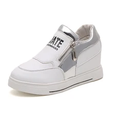 New 2016 Spring Autumn Side Zipper Women’s Shoes Color Block Platform Shoes for Women Thick Sole Women Casual Shoes Wedges