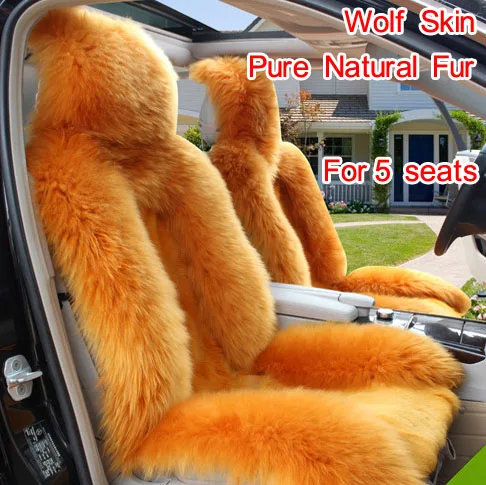 Free Ship Wolf Car Seat Cushion Pure Wool Winter One Piece Full