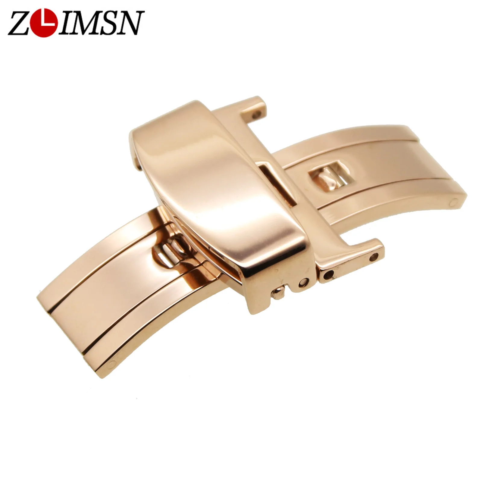 

ZLIMSN 16mm Rose Gold Polished Butterfly Metal Deployment Watch BAND Strap Clasp Belt Buckle Watchbands Relogio Masculino K22