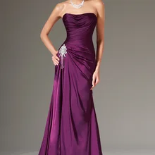 Новые Простые без бретелек Ruched лиф, расшитый бусинами украшения Формальное вечернее платье