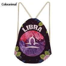 Coloranimal/Мужская и Женская Повседневная Туристическая сумка со шнурками, пляжный повседневный рюкзак с раком/либрой/рыбы с принтом Vibes, сумка для йоги