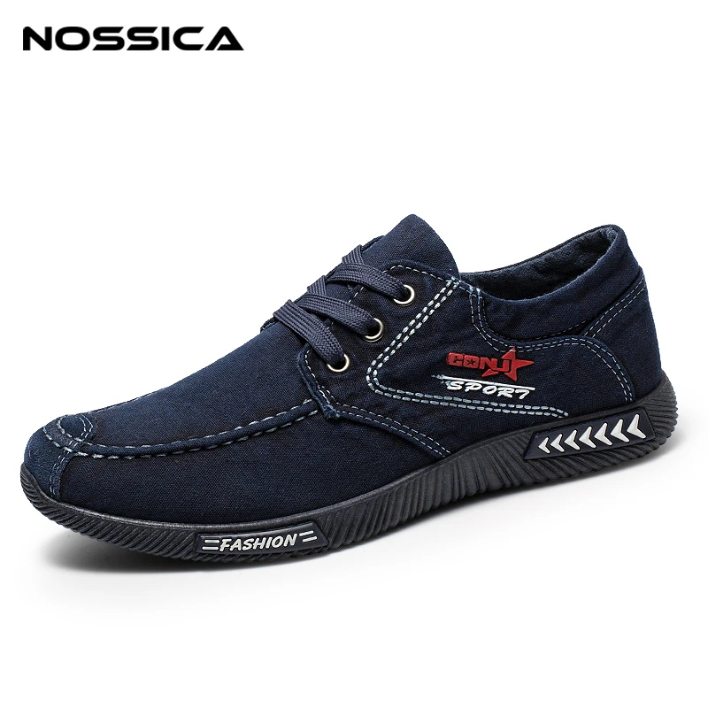 

NOSSICA 2019 New Canvas Men Shoes Denim Lace-Up Men Casual Shoes Sneakers Plimsolls Breathable Male Footwear Spring Autumn