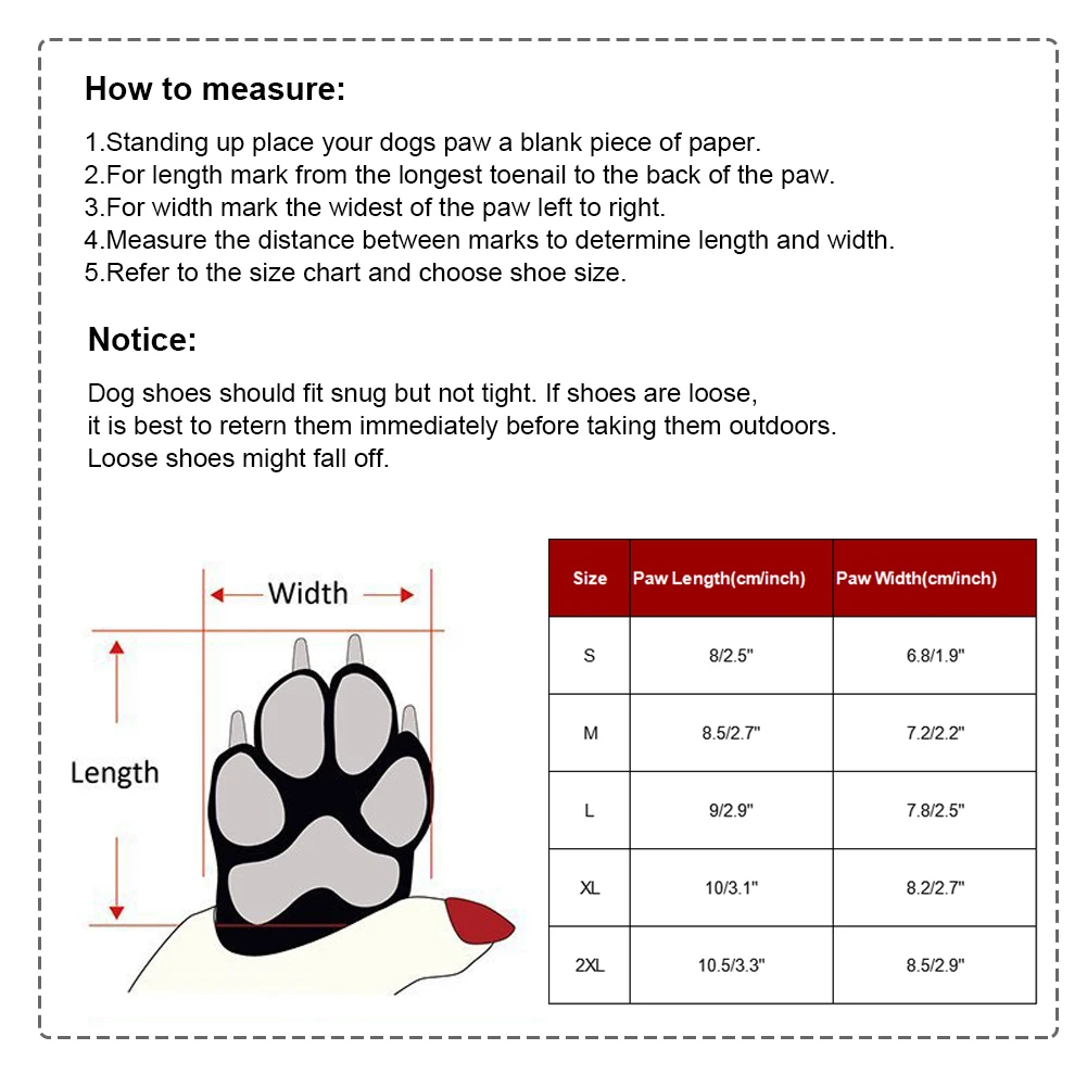 Dog Shoe Size Chart