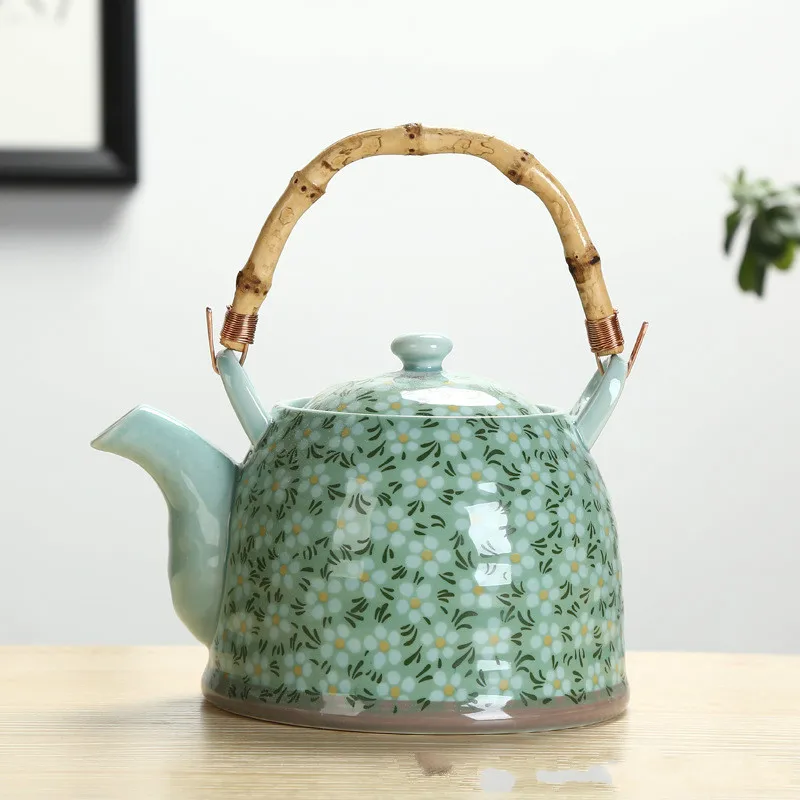 

Large Capacity Ceramics High Temperature Resistant 1L with Filter Ceramic Kettle Teapot Flower Pattern A Variety of Styles