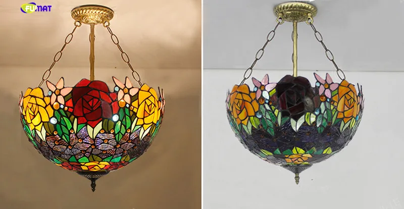Rose Stained Glass Pendant Light9