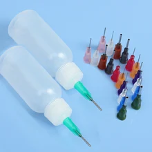 FORGELO 30 ml Transparent polyéthylène aiguille distributeur bouteille de distribution pour colophane soudure Flux pâte + 11 aiguilles outils