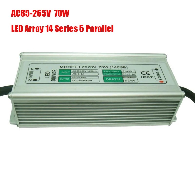 Водонепроницаемый светодиодный драйвер AC85-265V 70 Вт источник питания одного