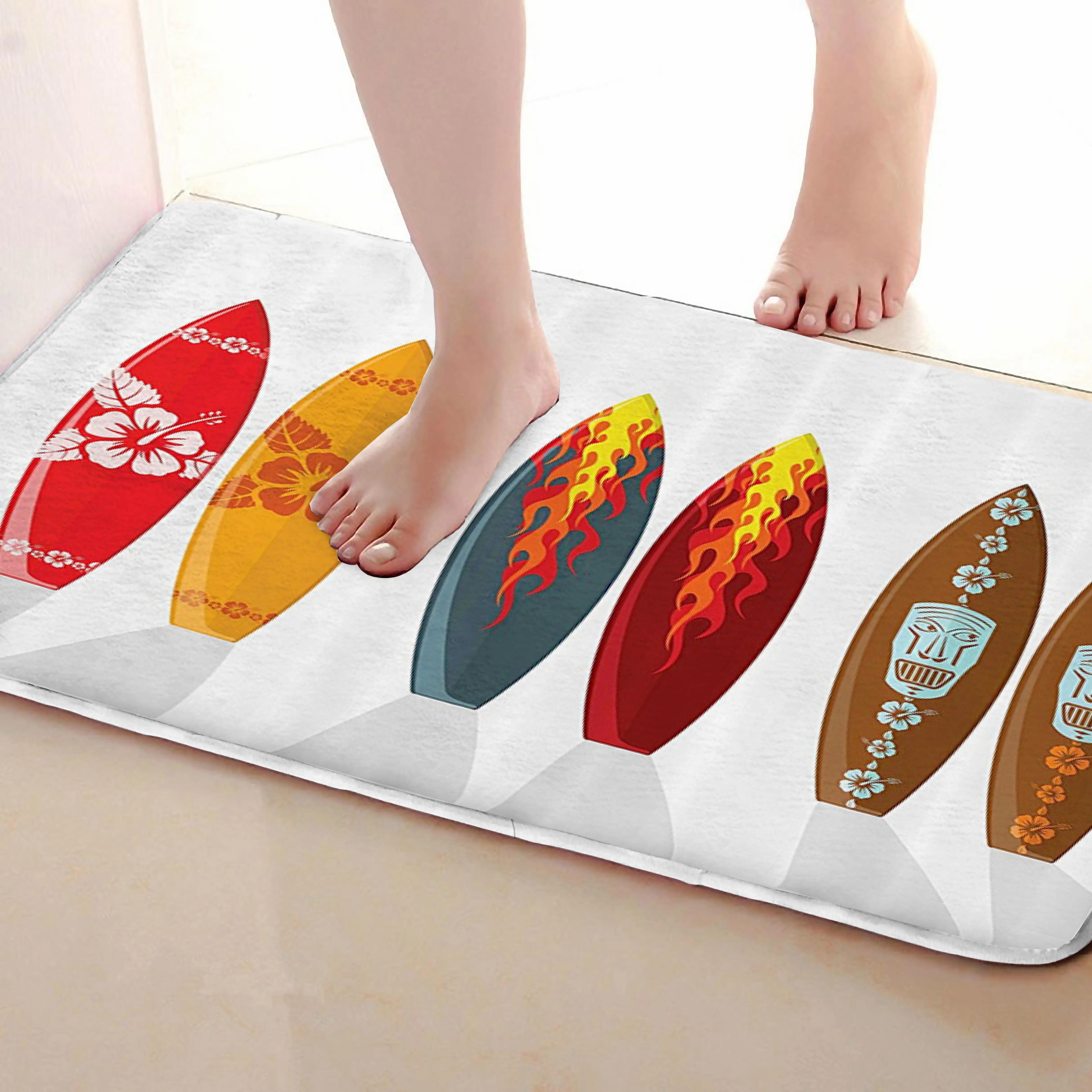 Коврик для ванной комнаты в стиле доски для серфинга, забавный Противоскользящий коврик для ванной, аксессуары для душевой занавески, соответствующие вашей душевой занавеске