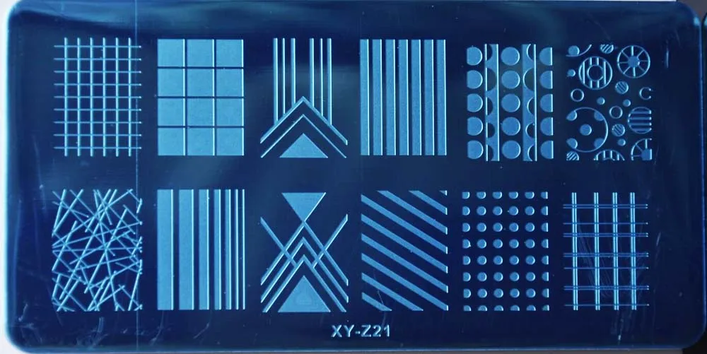 Новинка 1 шт 20 вариантов различных геометрических сеток линия шаблон пластина для стемпинга для нейл-арта DIY маникюр шаблон трафаретная штамповка XY-Z021 - Цвет: 21