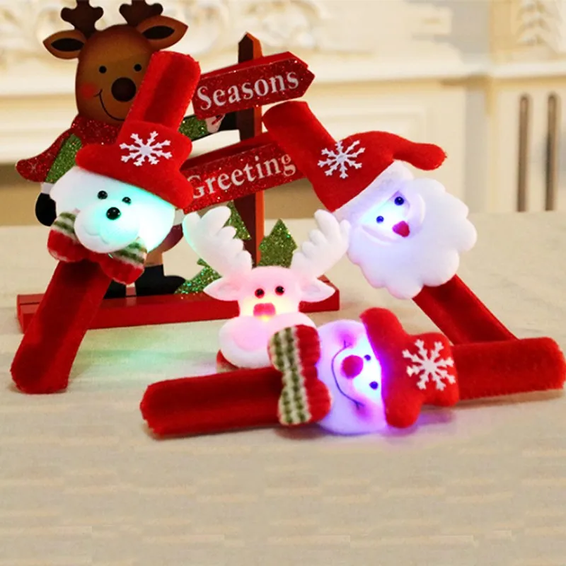 Рождественский подарок для детей светящиеся игрушки браслеты Noel украшения снег Санта старый Санта медведь Лось круг