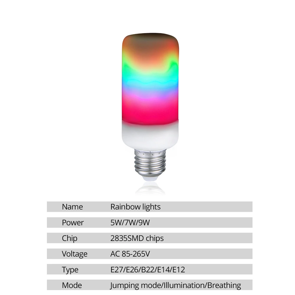 Ампулы светодиодный E27 пламени лампочка 3 режима динамический из ткани, имитирующий огонь эффект лампы 85-265 V E27 светодиодный пламени лампада желтый/синий/красочный