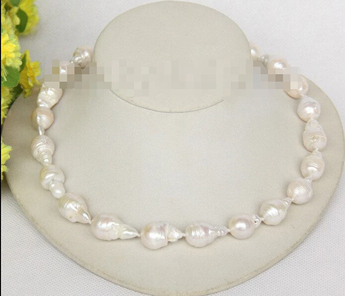 

shippingnatural 18" 21mm baroque white Reborn keshi pearls necklace j10013