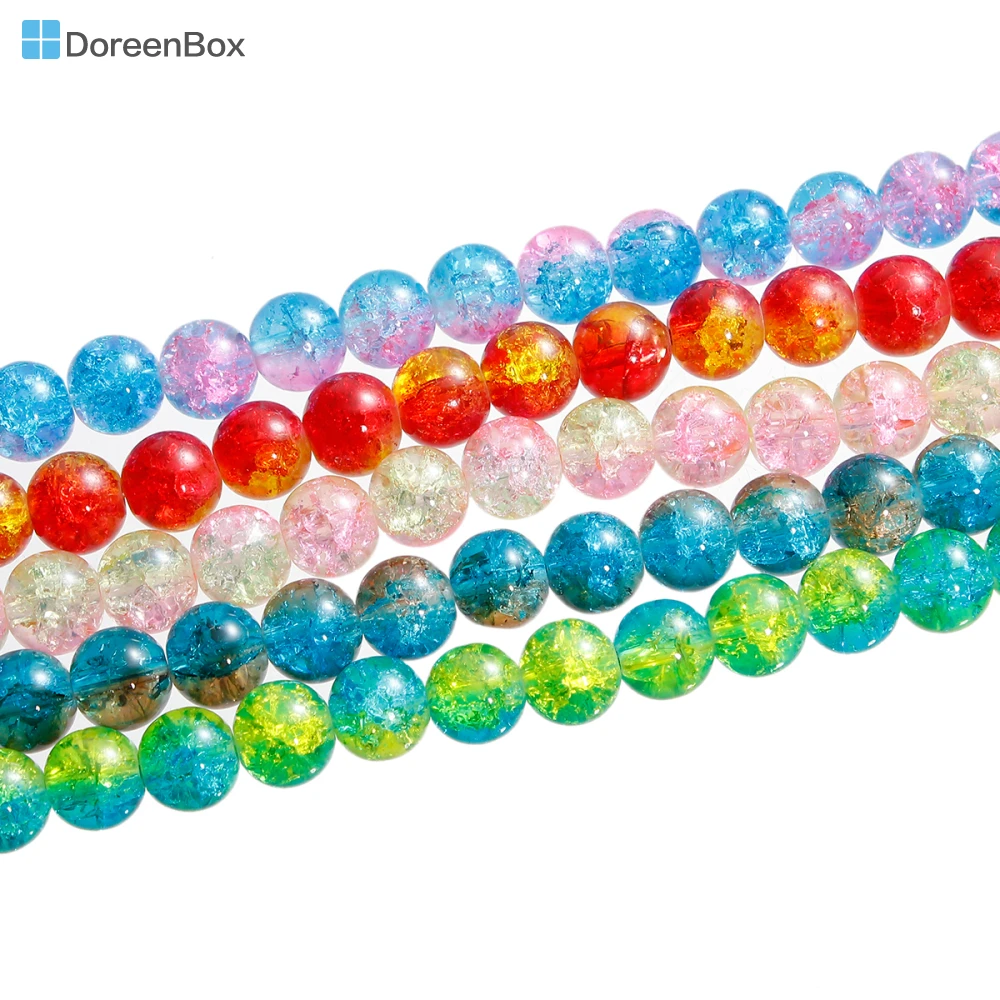 

Doreen Box hot- 5 Strands Mixed Color Crackle Glass Beads 10mm 80cm (B12252)