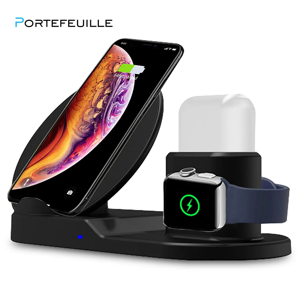 Portefeuille qi 10w wireless charger fast Charging pad Stand for font b Apple b font font