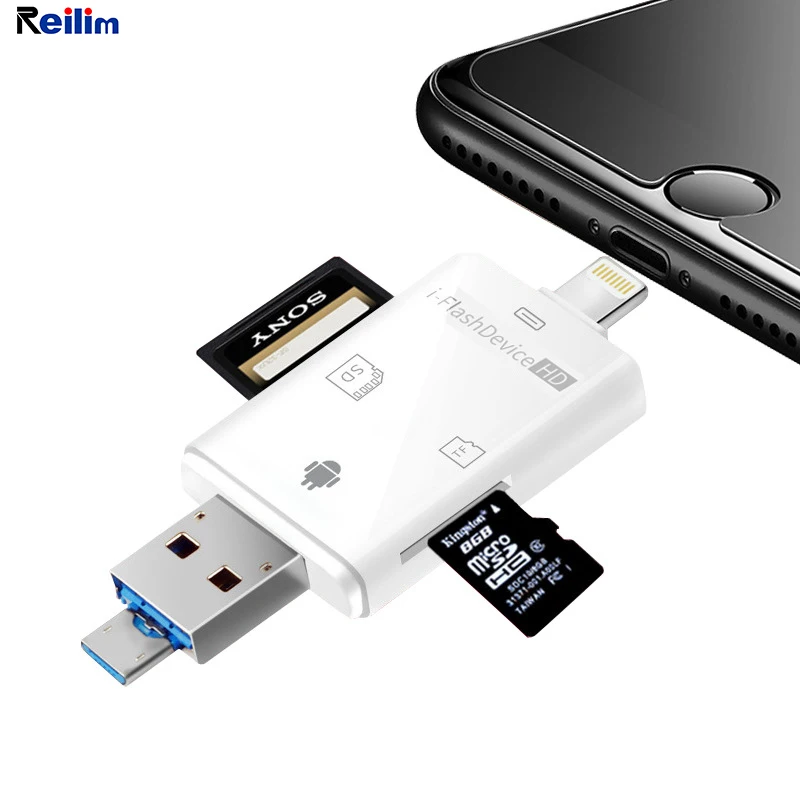 Reilim 3in 1 SD кард-ридер для iphone ipad iFlash OTG адаптер Micro USB кард-ридер конвертер для iphone/ipad/ipod Android