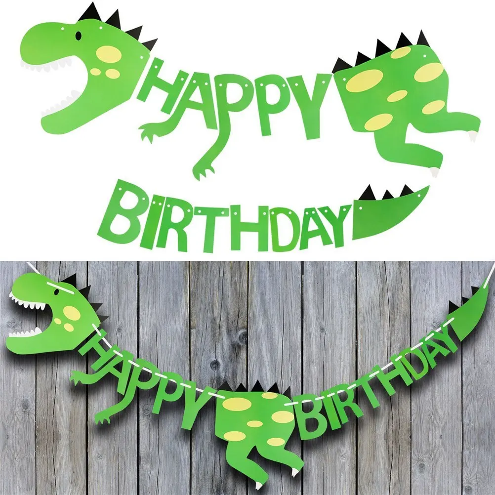 Guirnalda de Feliz Cumpleaños de Dinosaurio Banner de Dinosaurio Para