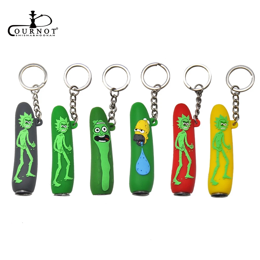 

COURNOT Rick & Morty Style FDA Silicone Smoking Smoking Pipe 75MM Mini Silicone Tobacco Herb Pipe Smoke Hand Pipes Keychain