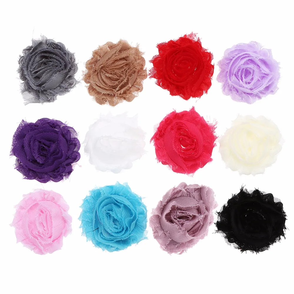 

500pcs/lot Shabby Flowers Frayed Chiffon Flower Without Hair Clips Flat Back DIY Carfts Kidocheese