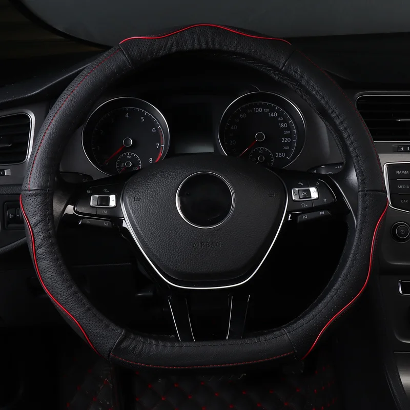 

car steering wheel cover non slip genuine leather accessories for vw volkswagen Tiguan Allspace L 2017 2018 mk2 Touareg Touran
