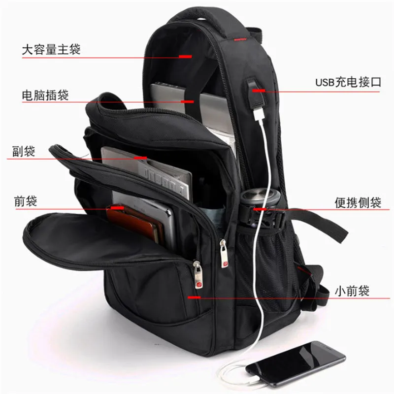 Swiss multifuncional 17 pulgadas hombre usb boy mochila impermeable para ordenador portátil mochila de nailon para hombre bolsa de viaje a Dos Swiss multifuncional 17 pulgadas hombre usb boy mochila impermeable para ordenador portátil mochila de nailon para hombre bolsa de viaje a Dos
