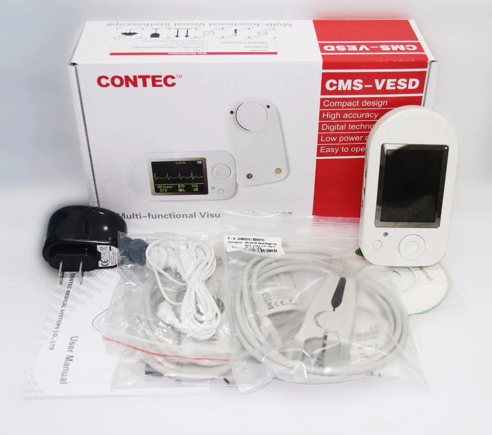 

CMS-VESD Stethoscope Digital Visual Electronic Stethoscope SPO2 probe and wave