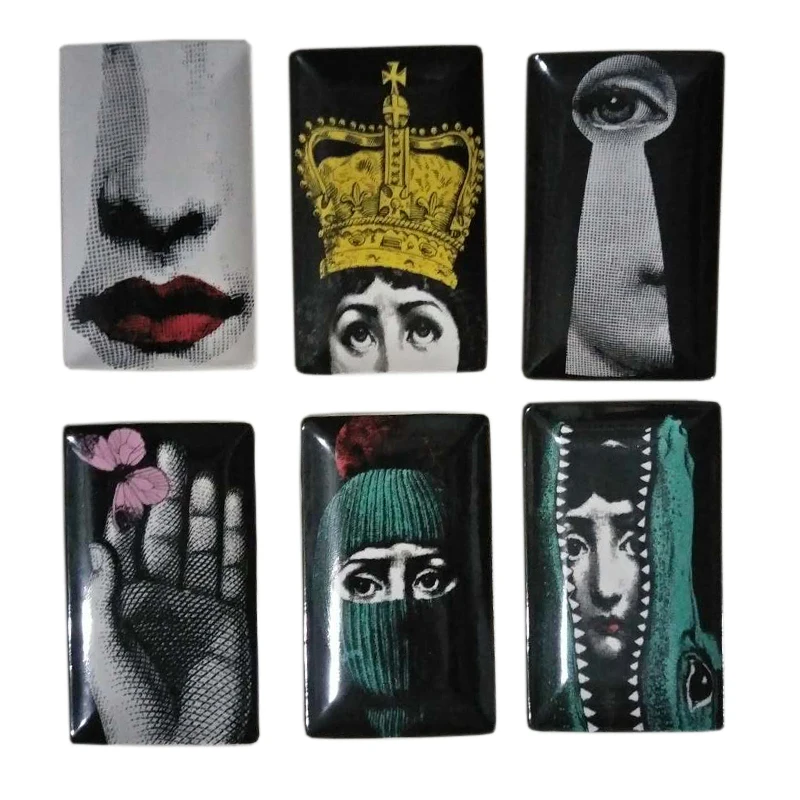 

Rectangle Fornasetti Plates Milan Retro Ceramic Craft Jewelry Key Storage Dish Little Fruit Sushi Salad Nordic Tray Home Decor