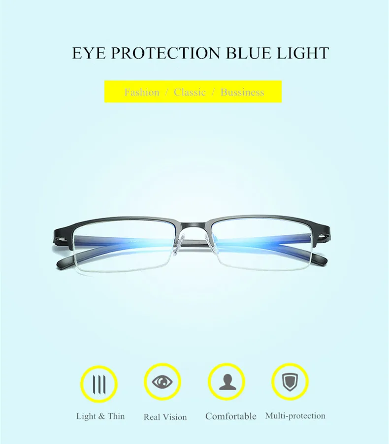 YOOSKE мужские бизнес очки прозрачные линзы алюминиево-магниевая оправа для очков мужской синий светильник с фильтром оправы для очков