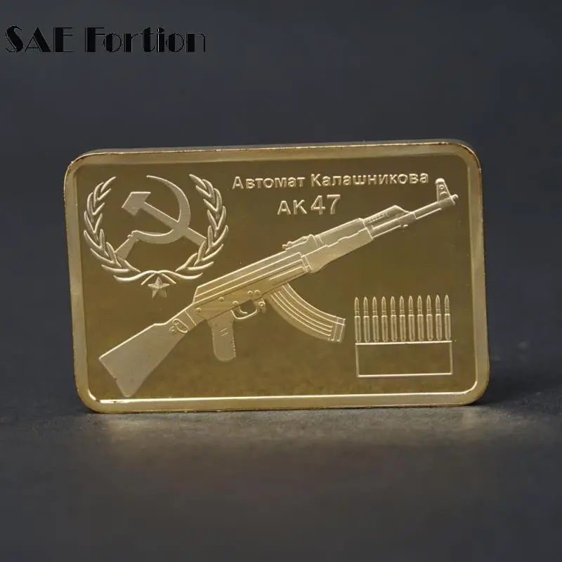 Золотые слитки AK47 золотые для ружья монета Калашникова|Безвалютные монеты| |